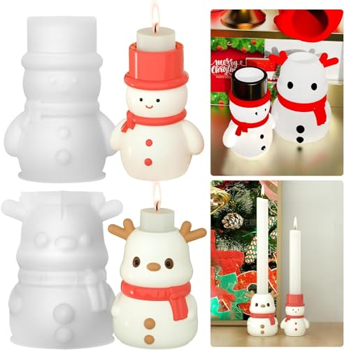 2 Stück Weihnachten Silikonform Kerzenhalter Schneemann Beton Silikon Kerzenständer Gießform 3D Elch Silikonform Teelichthalter DIY Epoxidharz Kerzenleuchter Forme für Harz, Gips, Zement 2 Stück Weihnachten Silikonform Kerzenhalter Schneemann Beton Silikon Kerzenständer Gießform 3D Elch Silikonform Teelichthalter DIY Epoxidharz Kerzenleuchter Forme für Harz, Gips, Zement von FZQBEY