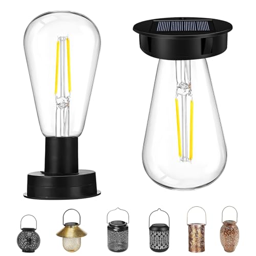 2 Stück Solar Glühbirnen für Draußen, Garten Solarleuchten Ersatzteile, 7cm Solarleuchten Ersatz Top mit Heller LED Glühbirne, Transparente Solar Glühbirne für Solarlampen Solarlaterne Gartenleuchten von FZQBEY