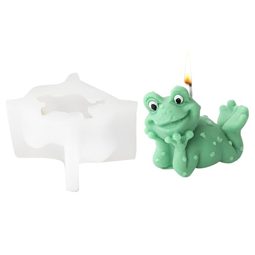 3D Frosch Silikonform Kerzenform Seifenform Epoxidharz Formen, Tier Backform Silikon Formen für Fondant, Tortendeko, Schokolade, Seife, Gips, Sojawachs Kerzen, Epoxidharz Handwerk, Wohndekoration (A) von FZQBEY