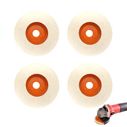 4 Pcs Wolle Polieraufsatz Winkelschleifer, 115mm Polierscheibe Winkelschleifer, Wolle Buffing Polierscheibe Pad, für Polierscheiben für Bohrmaschine, Winkelschleifer Schleifschleifen Tool（12mm） von FZQBEY