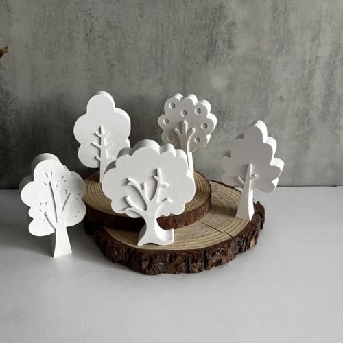 5 Stück Silikonformen Gießformen Weihnachten Baum Kerzenformen zum Gießen, Weihnachtsbaum Silikonform Weihnachten Tannenbaum Gips Zum Gießen Gießformen Silikon Giessformen Silikon Baumförmig (A) von FZQBEY