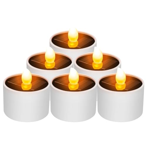 6 Stück Solarkerzen Außen Wasserdicht, Solar Teelicht Außen, Flackernde Solar Kerzen Outdoor, Flammenlose Kerzen LED Solar Teelichter für Außen, Garten, Laterne, Balkon, Camping, Party, Hochzeit 6 Stück Solarkerzen Außen Wasserdicht, Solar Teelicht Außen, Flackernde Solar Kerzen Outdoor, Flammenlose Kerzen LED Solar Teelichter für Außen, Garten, Laterne, Balkon, Camping, Party, Hochzeit von FZQBEY