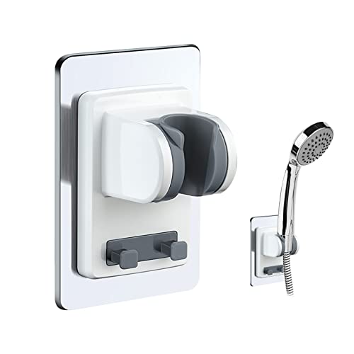 Duschkopfhalterung ohne Bohren, Duschkopfhalter kleben statt Bohren, Neigung verstellbar, Brausehalter Chrom, Universal Handbrause Halterung mit extra starkem Klebepad (Weiß) von FZQBEY
