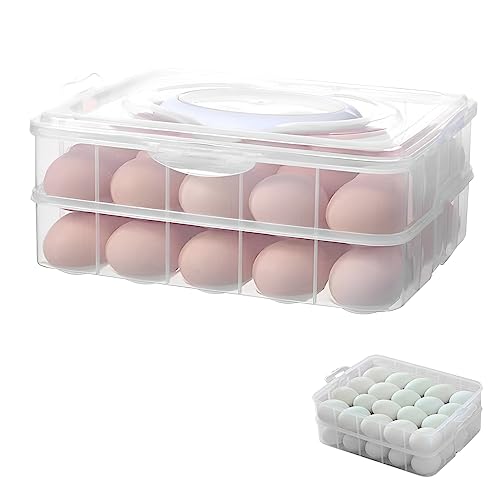 Eierbox, Eierbehälter, KühlSchrank Eier Behälter mit Deckel und Griff, Eieraufbewahrungsboxen, Eieraufbewahrung, 24/48 Eier Transportbox für kühlschrank, küche, picknick (Zweiter Stock,Transparent) von FZQBEY