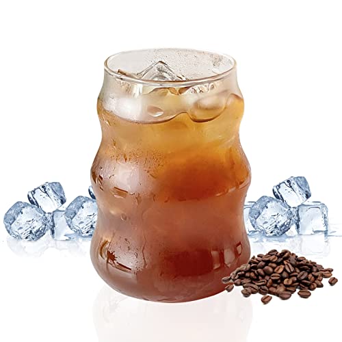 FZQBEY 1 Pcs Vintage Trinkgläser geripptes Glasgeschirr, 530ml Ripple Glasschalen Kürbis Form Iced Coffee Cups, Wellen Form Getränkegläser für Whiskey Cocktailsaft Bier Tee Smoothie Soda (B) von FZQBEY