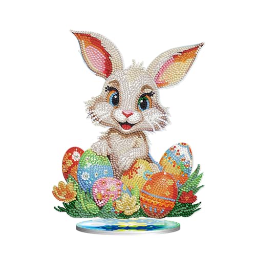 FZQBEY Diamond Painting Ostern Deko, Ostern Malerei Ostereier Tischdeko, DIY Diamant Painting Osterhase Ostereier Wichtel Ostern Blumen Set Diamant Malerei Frühling Ornamente für Ostern Geschenk (D) von FZQBEY