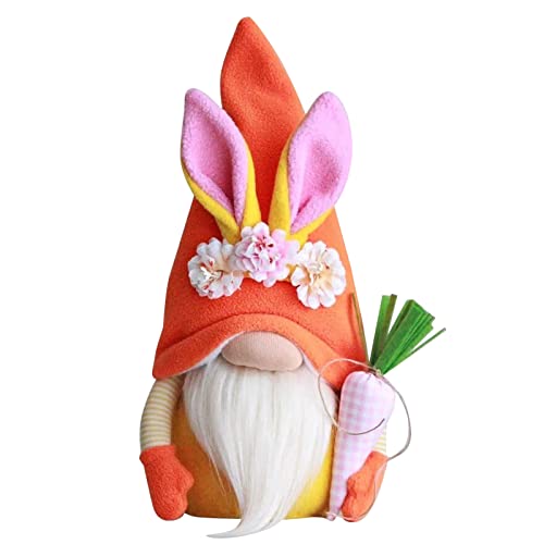 Ostern Deko Wichtel, Handgemachte Plüsch Osterhasen Zwerg mit Blumen, Frühlingswichtel Osterwichtel Wichtel Frühling Osterdeko Wichtel Osterhasen Gnom Wichtel Figuren Frühlingsdeko Deko Frühling von FZQBEY