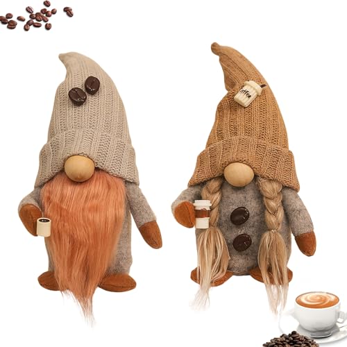 FZQBEY Kaffee Wichtel Deko Wichtel, Kaffee Wichtel Frühlingsdeko, Handgemachte Plüsch Kaffee Zwerge, Kaffee GNOME Dekor Wichtel Figuren Deko Frühling, Kaffee Liebhaber Geschenke für Küche Home von FZQBEY