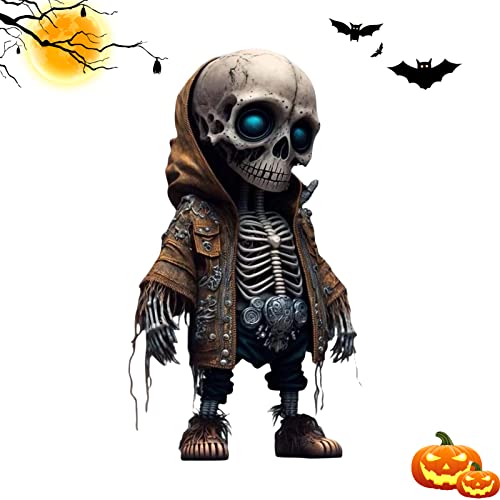 FZQBEY Coole Skelett Figuren, Skelett Figuren Deko, Harz Kunsthandwerk niedliche Statue Skelett Denkmal, Sammelbare Gothic Totenkopf Skulptur, Halloween Dekoration für Zuhause, Büro(D) von FZQBEY