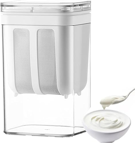 Griechischer Joghurt Sieb, Griechischer Joghurt-Maker mit extra feinem Mesh Edelstahl Sieb, Wiederverwendbarer Joghurt Molke Separator, Macht dicken cremigen griechischen Joghurt, 1100ml Kapazität von FZQBEY
