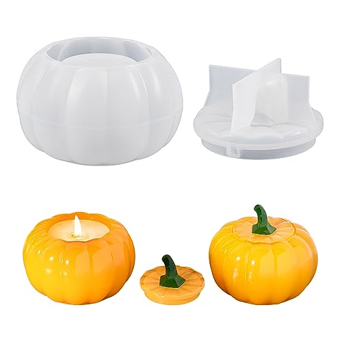 Halloween Kürbis Harz Formen, Kürbis Harz Form, Mit Deckel Abdeckung Lagerung Halter Container, 3D-Kürbis-Epoxid-Form Thanksgiving-Silikon-Form für die Herbsternte Halloween Silikonform Kerzenform von FZQBEY