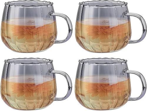 Halloween Kürbis Tasse, 400ml Glas-Kaffeetassen Halloween Kürbis-Förmige Glasbecher Mit Griff Klare Getränke Lustige Herbstbecher Kaffeetasse für Halloween Thanksgiving Christmas (Grau, 4) von FZQBEY