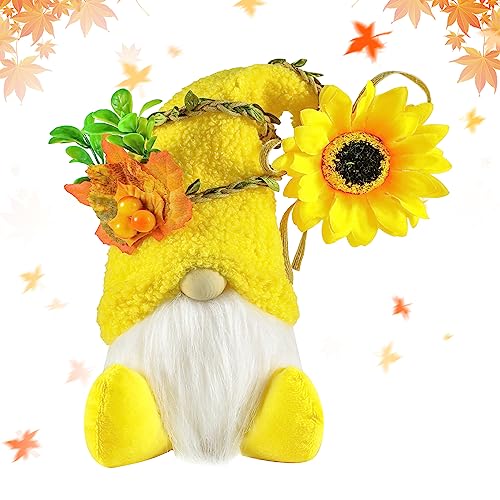 Herbst Dekoration Wichtel Figuren, Sonnenblume Ahornblatt Herbst Zwerge Dekorationen Herbst Zwerge Plüsch Dekorationen mit Ahornblättern für Herbst Thanksgiving Herbst Ernte Festival Dekorationen von FZQBEY