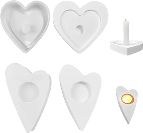 Herz Silikonform Kerzenhalter, 2 Stück Silikonformen Gießformen Herz Silikon Gießform Kerzenhalter Herz Gießformen Silikon Giessform Silikon Beton Gießform Kerzenhalter Herz Silikonformen für Kerzen von FZQBEY