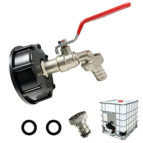 IBC Tank Zubehör 1/2 Zoll Brass IBC Container Zubehör IBC Tank Adapter IBC Valve for Wassertank 1000L IBC Adapter Gartenschlauch Wassertank Schlauchanschluss Ersatz Für IBC regenwassertanks (B) von FZQBEY