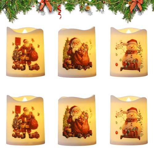 LED Kerze Weihnachten, 6 Stück Weihnachten Elektronische Kerze Batteriebetriebene Realistische Flammenlose Kerzen Weihnachtsdeko LED Teelichter für Weihnachten Deko Wohnzimmer Dekoration Tischdeko (A) LED Kerze Weihnachten, 6 Stück Weihnachten Elektronische Kerze Batteriebetriebene Realistische Flammenlose Kerzen Weihnachtsdeko LED Teelichter für Weihnachten Deko Wohnzimmer Dekoration Tischdeko (A) von FZQBEY