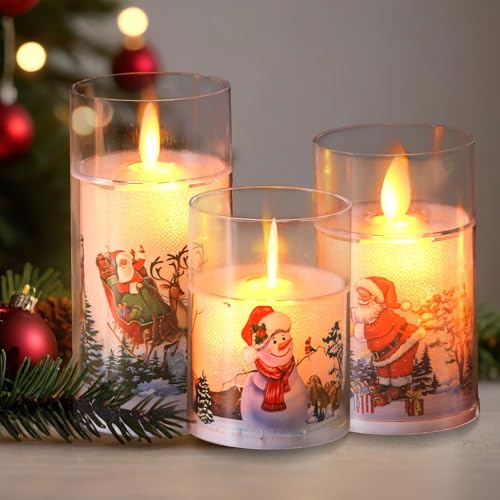 LED Kerze Weihnachten, Weihnachten Elektronische Kerze Batteriebetriebene Realistische Flammenlose Kerzen Weihnachtsdeko LED Teelichter Kerzen für Weihnachten Tischdeko Wohnzimmer Dekoration (3 Stück) LED Kerze Weihnachten, Weihnachten Elektronische Kerze Batteriebetriebene Realistische Flammenlose Kerzen Weihnachtsdeko LED Teelichter Kerzen für Weihnachten Tischdeko Wohnzimmer Dekoration (3 Stück) von FZQBEY