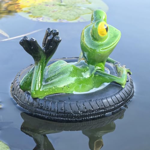 Miniteich Deko Garten Frosch Figuren Schwimmfrosch,Teichdeko Schwimmende Frosch Deko Statue Gartendeko für Draußen Wetterfest,Gartenfiguren Frösche Tiere Dekofiguren,Gartenfigur Harz Statue (B) von FZQBEY