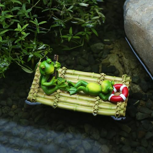 Miniteich Deko Garten Frosch Figuren Schwimmfrosch,Teichdeko Schwimmende Frosch Deko Statue Gartendeko für Draußen Wetterfest,Gartenfiguren Frösche Tiere Dekofiguren,Gartenfigur Harz Statue (K) von FZQBEY