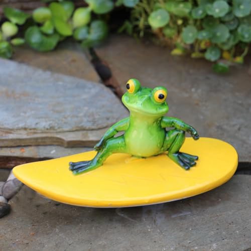 Miniteich Deko Garten Frosch Figuren Schwimmfrosch,Teichdeko Schwimmende Frosch Deko Statue Gartendeko für Draußen Wetterfest,Gartenfiguren Frösche Tiere Dekofiguren,Gartenfigur Harz Statue (O) von FZQBEY