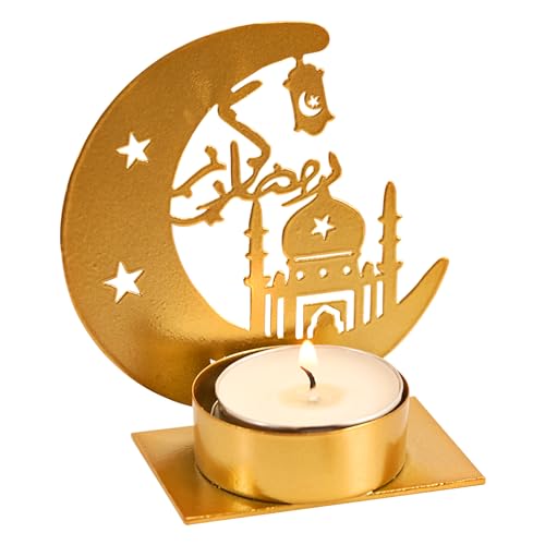 Moschee Moon Kerzenständer Metall, Teelichthalter Gold Deko, Teelichter Kerzenständer, Teelichthalter Teelicht Kerzenhalter, Orientalische Deko für Wohnzimmer Modern, Tischdeko, Ramadan Deko (A) von FZQBEY