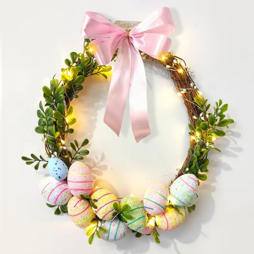 Osterdeko Osterkranz mit LED Licht, Türkranz Ostern Frühlingskranz Haustür Künstliche Osterhase Osterkranz mit Blumen Ostereier Türkranz Frühling Oster Kranz für Tür Wand Fenster Frühlingsdeko (A) Osterdeko Osterkranz mit LED Licht, Türkranz Ostern Frühlingskranz Haustür Künstliche Osterhase Osterkranz mit Blumen Ostereier Türkranz Frühling Oster Kranz für Tür Wand Fenster Frühlingsdeko (A) von FZQBEY