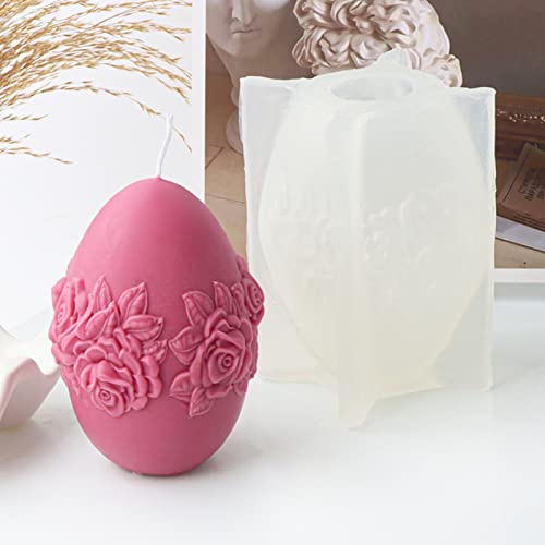 Ostern Silikonform 3D Ostereier Silikonform, Ostern Kerzenformen Seifenform Ei Silikon Backform Blume Ostereiform für DIY Tortendeko, Schokolade, Seife, Sojawachs Kerzen, Ostergeschenke (E) von FZQBEY