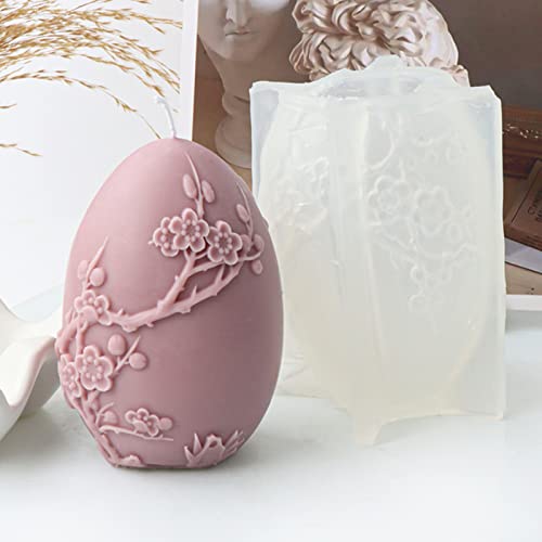 Ostern Silikonform 3D Ostereier Silikonform, Ostern Kerzenformen Seifenform Ei Silikon Backform Blume Ostereiform für DIY Tortendeko, Schokolade, Seife, Sojawachs Kerzen, Ostergeschenke (F) von FZQBEY