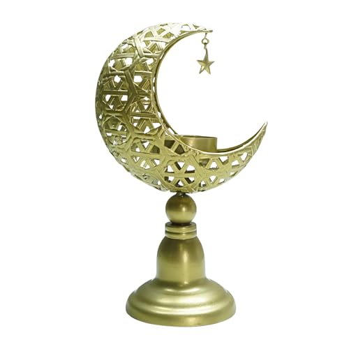 Ramadan Deko Teelichthalter Moon Kerzenständer Metall Gold Orientalische Vintage Teelichthalter Tischdeko Wohnzimmer Deko Modern Kerzen Deko Kerzenhalter Valentinstag Ramadan Dekoration Geschenke (A) von FZQBEY