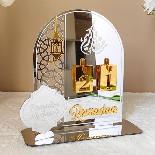 Ramadan Kalender, Ramadan Deko DIY Eid Mubarak Kalender Ramadan Dekoration Aus Acrylic, Ramadan Kalender Kinder Eid Mubarak Dekoration, Ramadan Dekorationen Countdown-Kalender Ornament für Zuhause von FZQBEY