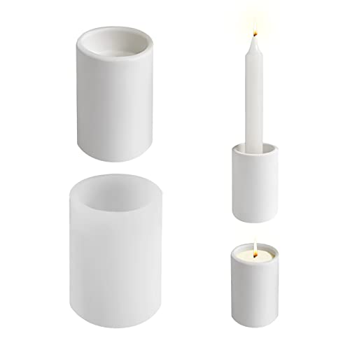 Silikon Gießform Kerzenhalter, für Teelichter und Stabkerzen, Silikonform Kerzenhalter, Gießform Kerzenhalter, Zylinder Kerzenständer Form Kerzenleuchter Silikon für Teelichthalter (01) von FZQBEY