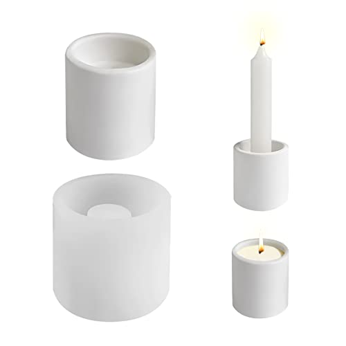 Silikon Gießform Kerzenhalter, für Teelichter und Stabkerzen, Silikonform Kerzenhalter, Gießform Kerzenhalter, Zylinder Kerzenständer Form Kerzenleuchter Silikon für Teelichthalter (02) von FZQBEY