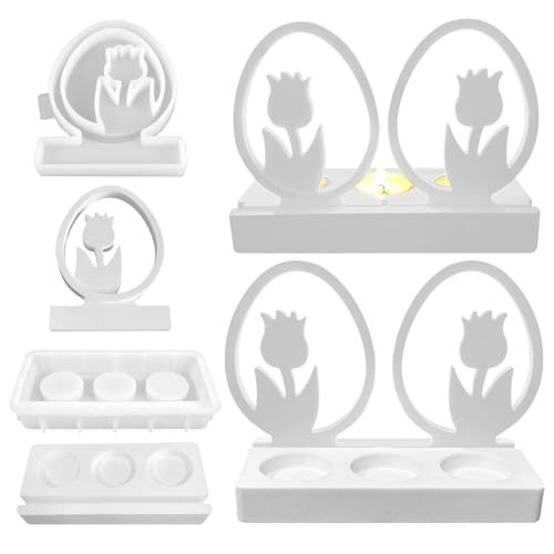 Silikonform Kerzenhalter, Silikonformen Gießformen, Silikon Gießform Kerzenhalter, Gießform Kerzenhalter, Silikonform Teelichthalter, Gießform Beton Kerzenhalter, Gipsformen zum Gießen (Tulpe) von FZQBEY