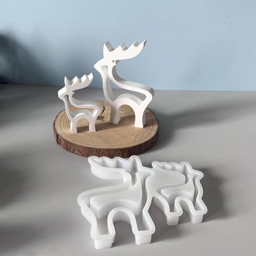 Silikonform Weihnachten Elch, 2 Stück Silikonformen Gießformen Weihnachten Elch Kerzenformen zum Gießen Silikonform Elch Gips Zum Gießen Gießformen Silikon Giessformen Silikon Gießform Weihnachten (A) von FZQBEY