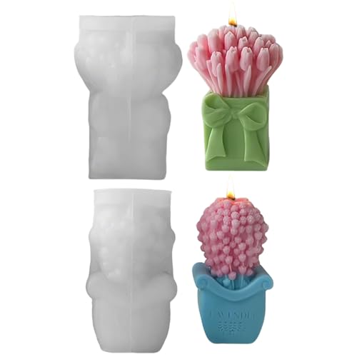 Silikonformen Gießformen Blumen Kerzenformen zum Gießen,3D Blumen Silikonform Kerzen Formen Silikon,Kerzen Selber Machen Gießformen Silikon Blumen Giessformen Gießform Blume Kerzenform (2 Stück) von FZQBEY
