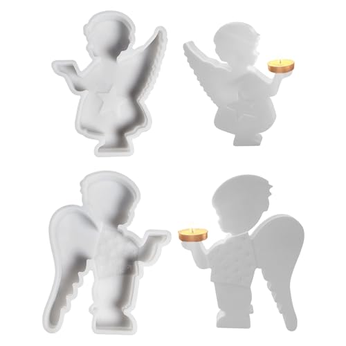 Silikonformen Gießformen Engel Kerzenformen zum Gießen,2 Stück Kerzen Silikonform 3D Engel Silikon Kerzenform,Silikonform Engel Gips Zum Gießen,Gießformen Silikon Gießform Engel Giessformen Silikon von FZQBEY