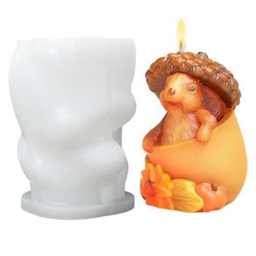Silikonformen Gießformen Herbst, Silikonform Herbst 3D Eichhörnchen Kerzenformen zum Gießen Tiere Kerzenform Gießformen Silikon Giessformen Silikon Gießform Weihnachten für Kerzen, Gips (B) von FZQBEY