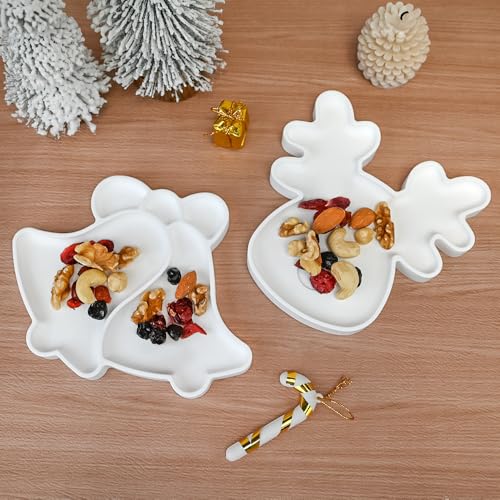 Silikonformen Gießformen Weihnachten, 2 Stück Silikonform Weihnachten Elch Weihnachtsbaum Glocke Silikonform Tablett Gips Zum Gießen Gießformen Silikon Giessformen Silikon Gießform Weihnachten (B) von FZQBEY