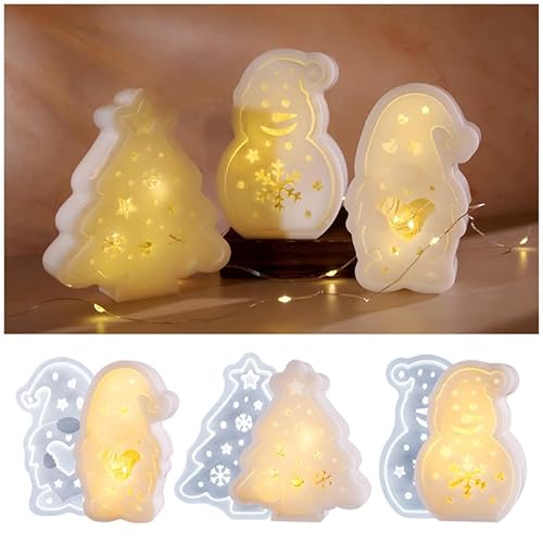 Silikonformen Gießformen Weihnachten, 6 Stück Silikonform Weihnachten Silikonform Wichtel Weihnachtsbaum Schneemann Gips Zum Gießen Gießformen Silikon Giessformen Silikon Gießform Weihnachten (A) von FZQBEY