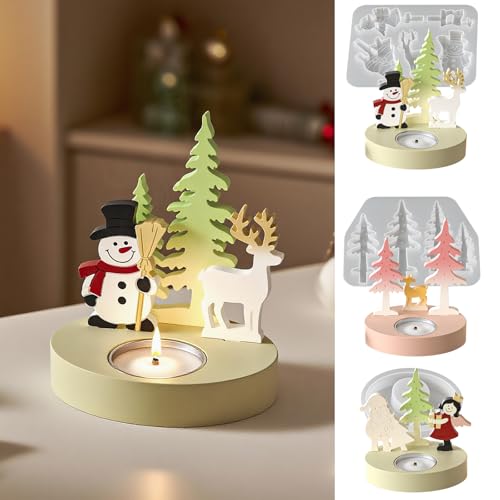 Silikonformen Gießformen Weihnachten, Silikonform Weihnachten Baum Engel Weihnachtsmann Elch Schneemann Silikonform Kerzenhalter Gießformen Silikon Giessformen Silikon Gießform Weihnachten (3 Stück) von FZQBEY