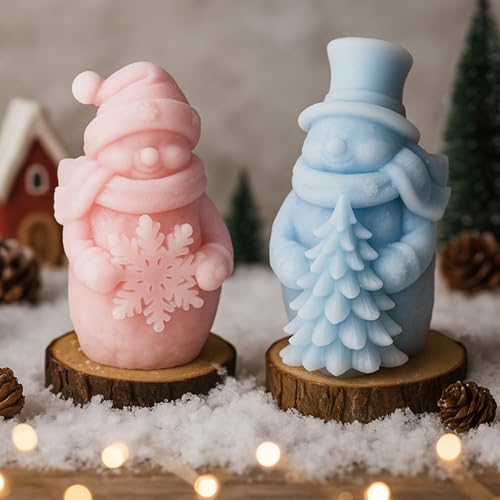 Silikonformen Gießformen Weihnachten, Silikonform Weihnachten Schneemann Kerzenformen zum Gießen Schneemann Gips Zum Gießen Gießformen Silikon Giessformen Silikon Gießform Weihnachten Kerzen (2 Stück) von FZQBEY