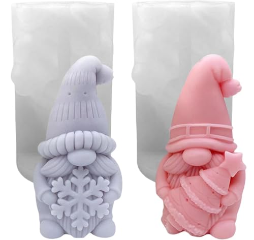 Silikonformen Gießformen Weihnachten Kerzenformen zum Gießen, 2 Stück 3D Wichtel Silikonform Weihnachten Zwerg Gießformen Silikon Gießform Wichtel Gips Zum Gießen Weihnachtsmann Giessformen Silikon von FZQBEY