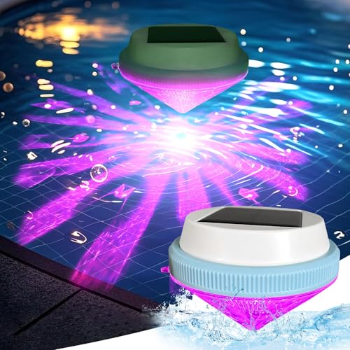 Solar Schwimmende Poolbeleuchtung, Solar Schwimmende Pool Unterwasser Licht, LED Poolbeleuchtung mit RGB Farbwechsel, Teichbeleuchtung Pool Zubehör, für Pool Teich Wasserparks Schwimmbädern (A) von FZQBEY