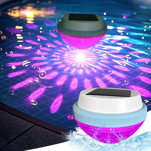 Solar Schwimmende Poolbeleuchtung, Solar Schwimmende Pool Unterwasser Licht, LED Poolbeleuchtung mit RGB Farbwechsel, Teichbeleuchtung Pool Zubehör, für Pool Teich Wasserparks Schwimmbädern (B) von FZQBEY