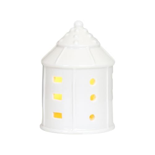 Teelichthaus aus Porzellan, Lichthäuser Lichterhaus Keramik Weihnachtsdeko, Lebkuchenhaus Lichthaus, Leuchthaus, Weiss Weihnachtshaus Teelicht Kerzenhalter Teelichthalter für Weihnachten Deko (B) von FZQBEY