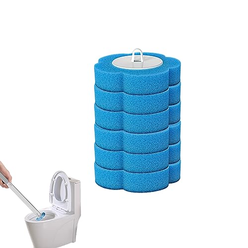 Toilettenbürste, Einweg-Toilettenbürste Inklusive 6 Bürstenköpfe, Toilettenbürste Set Reinigungssystem mit Halter, Toilettenbürste Wandmontage & Stehen für Badezimmer (Ozeangeschmack) von FZQBEY