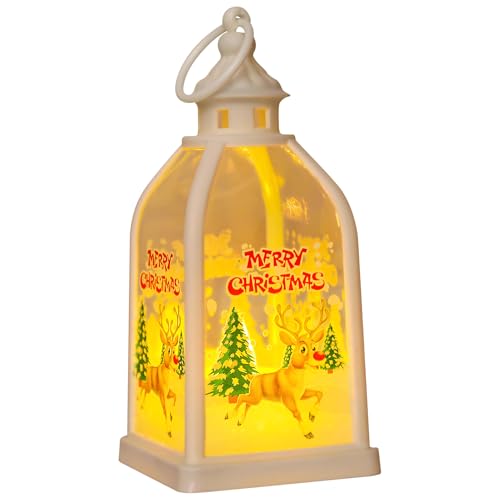 Weihnachtsdeko Laterne Weihnachtslaterne mit LED Kerzen, Hängende Weihnachten Deko LED Kerzenlaterne LED Kerze Windlicht Beleuchtete Laternen mit LED Licht, Weihnachtsdekoration Innen Außen (D) von FZQBEY