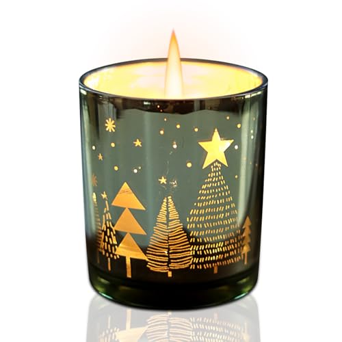 Windlicht Tischdeko Teelichthalter, Weihnachten Windlicht Glas Kerzenhalter, Kerzengläser Weihnachtsdeko Innen Tisch Kerzenglas Glaszylinder für Kerzen Windlicht Kerzenständer Weihnachten Deko (1, C) von FZQBEY