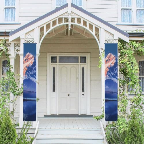 2 Stück Türbanner Veranda Schild für Tür Wand Hängendes Banner Schnee Berg Türschild Dekorative Flagge Frühling Veranda Banner Foto Hintergrund Willkommen Tür Abdeckung Wand Hintergrund von FZQVSLCM