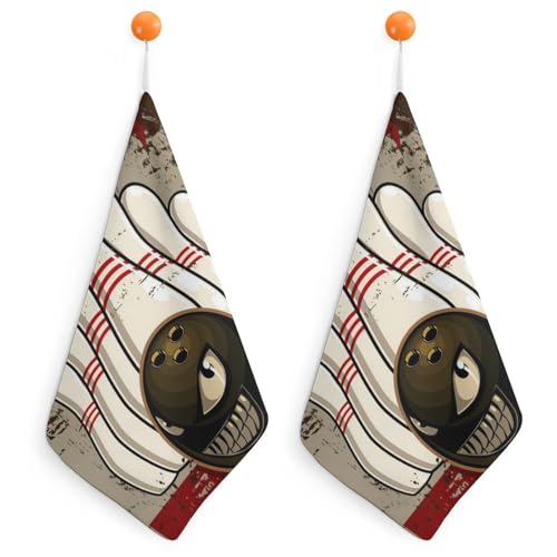 FZRTGOP Bowling Handtücher Weich Sehr Saugfähig Badetücher 2Er Pack Handtuch Für Badezimmer Küche 30cm von FZRTGOP